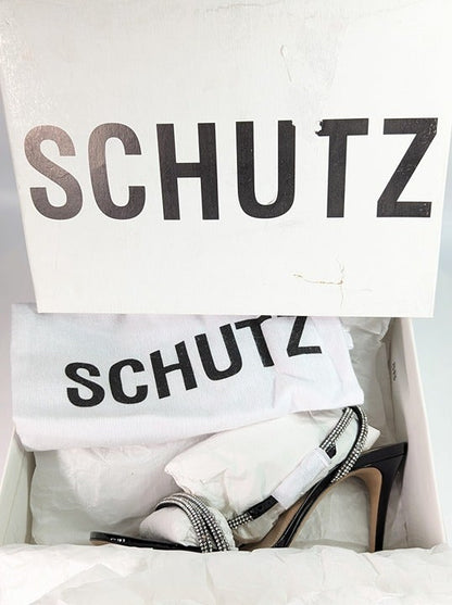 Schutz Women's Altina Glam Crystal Embellished Heel Sandals Size 10 (MSRP $128)