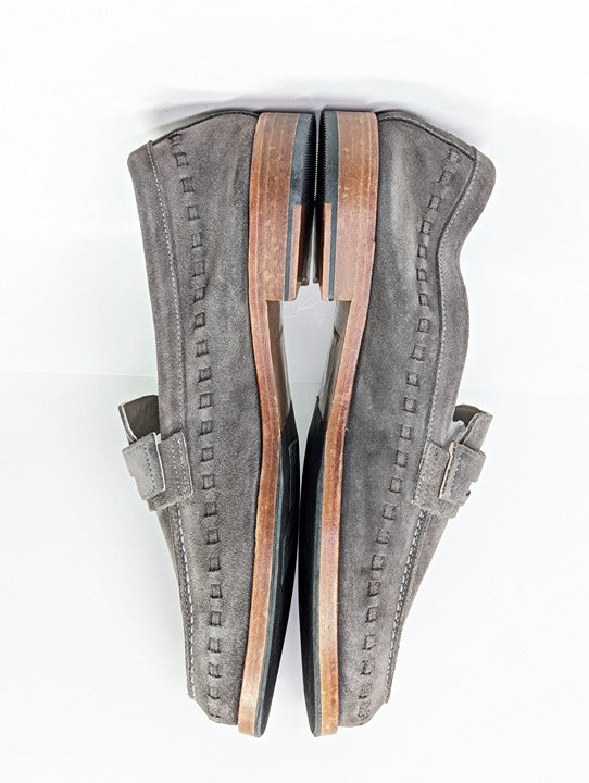 Allsaints Men's Sammy Slip-on Suede Penny Loafer in Grey Size 13 (MSRP $299)
