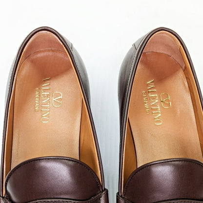 Valentino Garavani Men's Vlogo Penny Loafer Chocolate Brown Size 43 (MSRP $980)