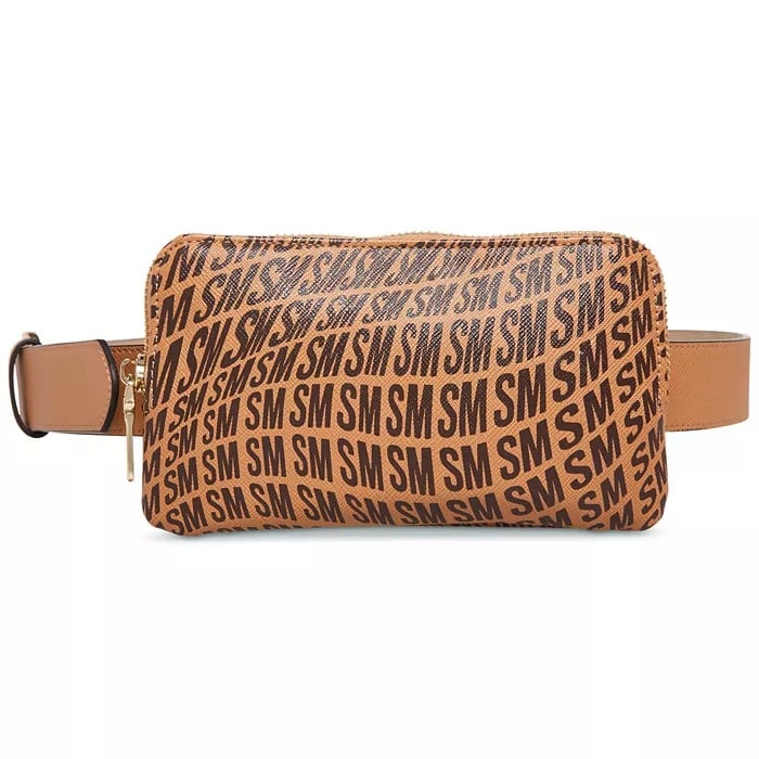 Steve Madden Women's Warped Logo-Print Faux Leather Belt Bag Size L (MSRP $54)