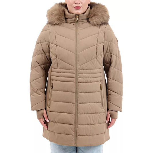 Michael Kors Plus Size Faux-Fur-Trim Hooded Puffer Coat Size 1X (MSRP $340)