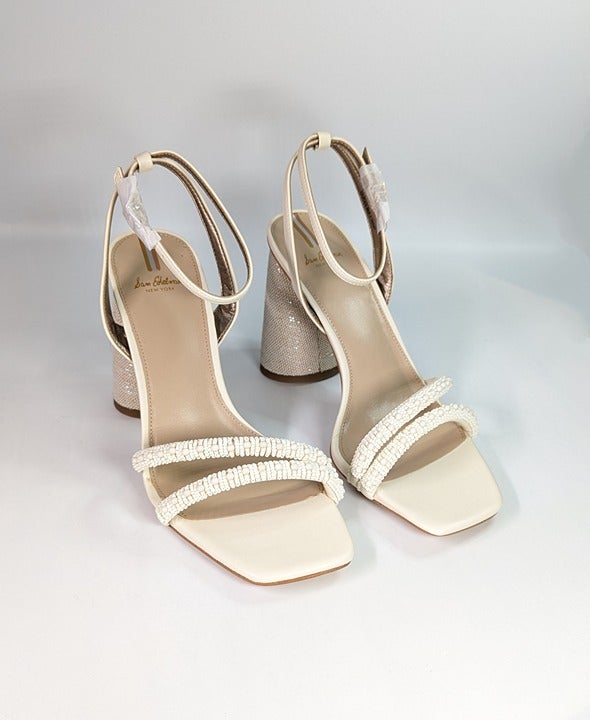 Sam Edelman Women's Kia Beaded Ivory Strappy Dress Sandals Size 9.5 (MSRP $160)