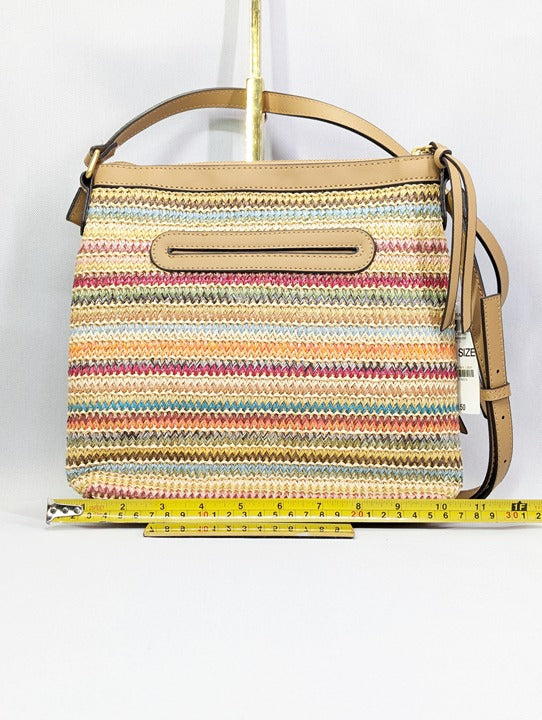 Style & Co Straw North South Crossbody Bag Multi Stripe (MSRP $80)