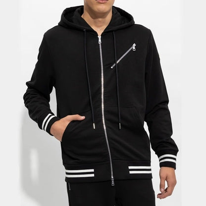 Moncler Men's Black Striped Trim Zip Up Cardigan Hoodie Size S (MSRP $945)