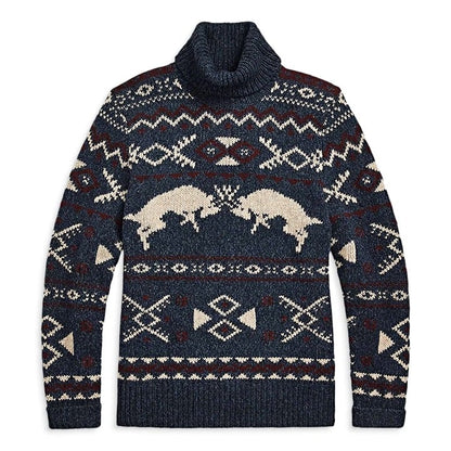 Polo Ralph Lauren Men's Blue Fair Isle-Knit Wool Blend Sweater Size L MSRP $498