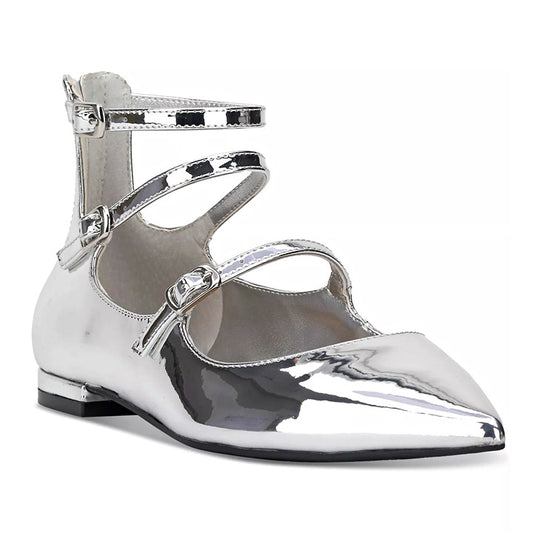 I.N.C. International Concepts Valan Silver Triple Straps Flats Size 8.5 MSRP $80