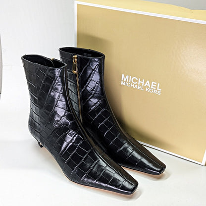 Michael Kors Women's Cosmo Croc-Embossed Kitten Heel Booties Size 7 (MSRP $175)