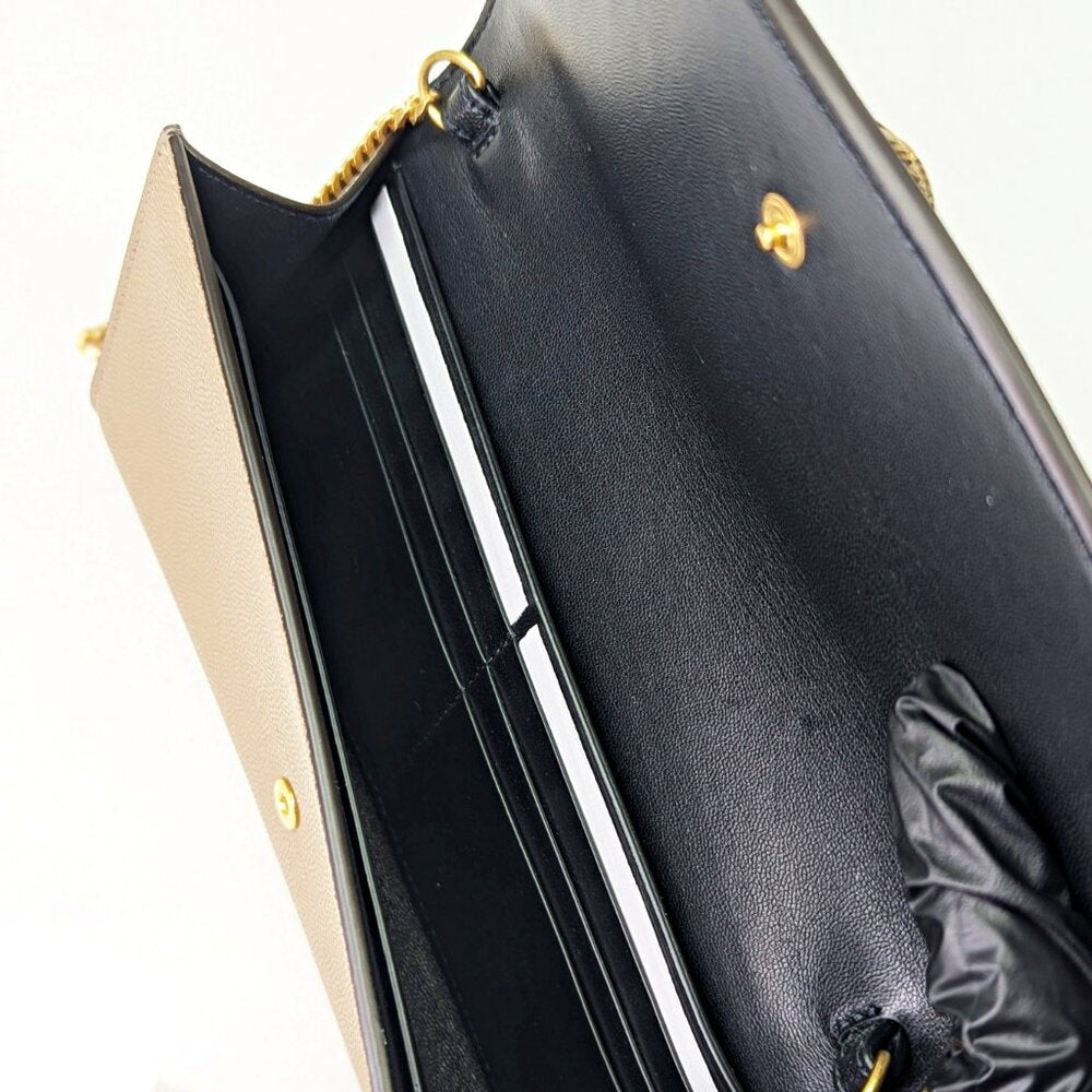 Balmain Emblem Clutch Wallet on Gold Chain in Grained Calfskin (MSRP $950)