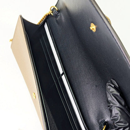 Balmain Emblem Clutch Wallet on Gold Chain in Grained Calfskin (MSRP $950)