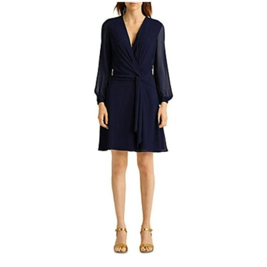 Lauren Ralph Lauren Women's Twist Front in navy Dress Size 8 (MSRP $145)