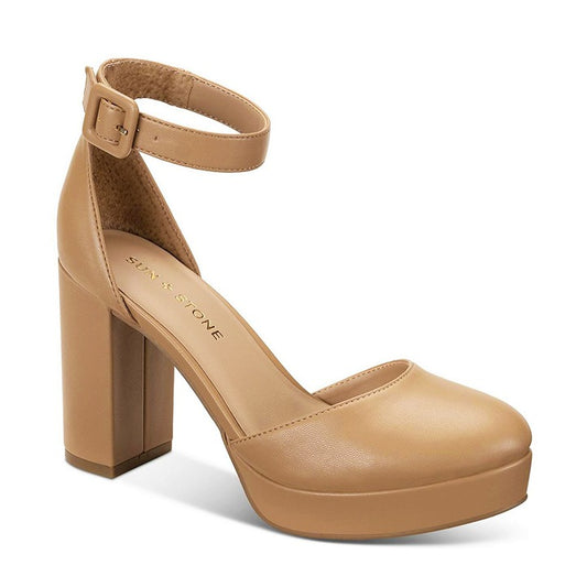Sun + Stone Women's Birdey Nude Ankle Strap Platform Pumps Size 10 (MSRP $80)