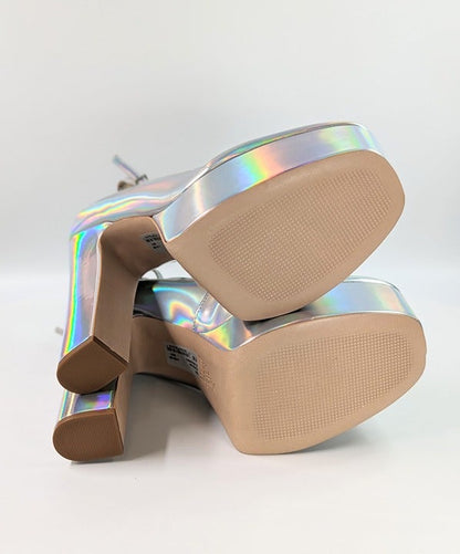 Schutz Renee Women's Ankle Strap Platform Pump Hologram Size 8.5 B (MSRP $158)