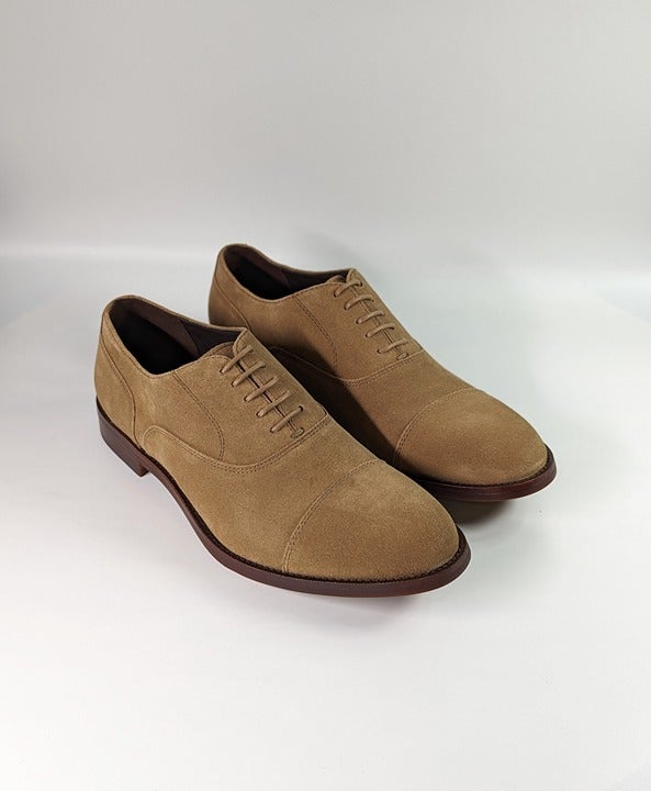 The Men's Store Men's Lace Up Cap Toe Dress Shoes Tan Suede Size 9.5 MSRP $195