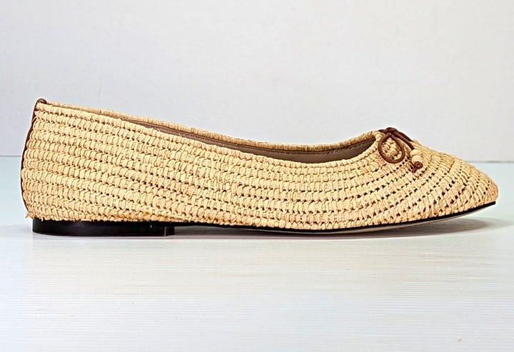 Joie Women's Aimee Woven Raffia Ballerina Flats Natural Size 9 (MSRP $228)