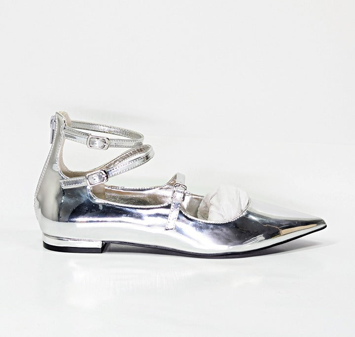 I.N.C. International Concepts Valan Silver Triple Strap Flats Size 7.5 MSRP $80