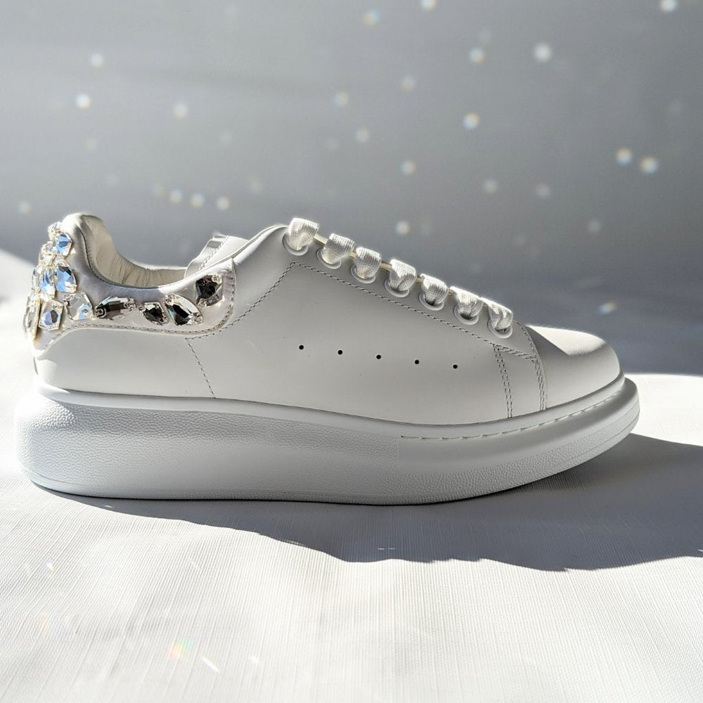 Alexander Mcqueen White Larry Crystal Detail Sneakers Size 40 (MSRP $1,150)