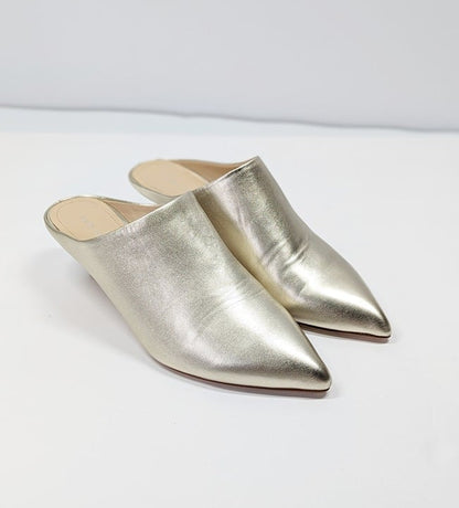 Pour La Victoire Women's Korrine Leather Heel Mules Champagne Size 8 (MSRP $245)