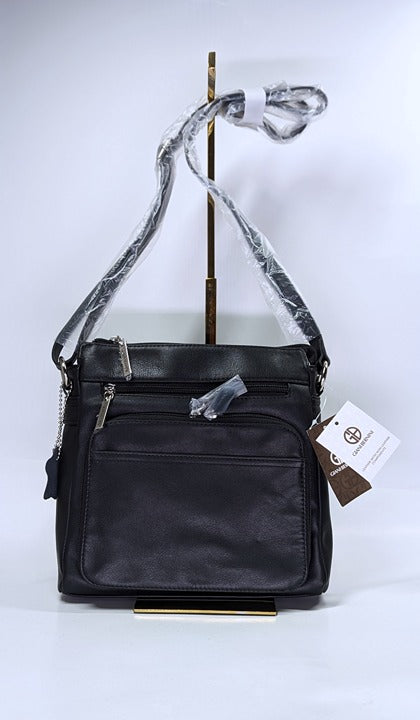 Giani Bernini Women's Black Nappa Leather Front Zip Crossbody (MSRP $130)