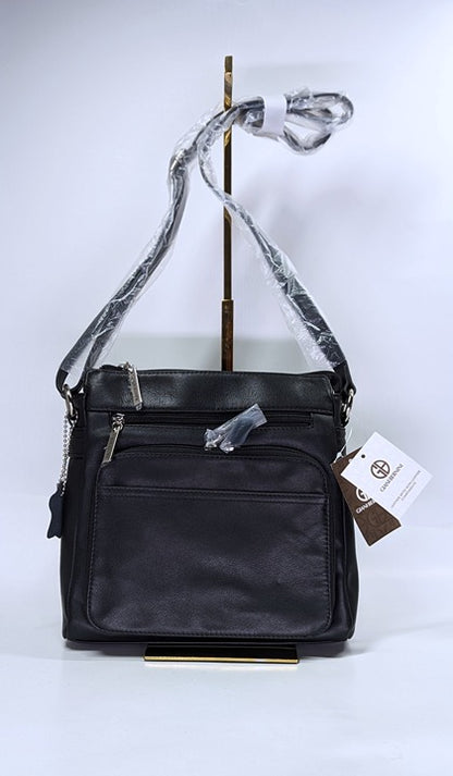 Giani Bernini Women's Black Nappa Leather Front Zip Crossbody (MSRP $130)