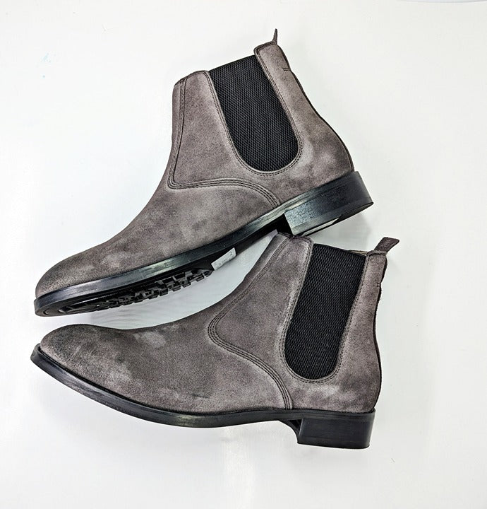 Allsaints Men's Gus Pull On Chelsea Boots Grey Suede Size 12 (MSRP $349)
