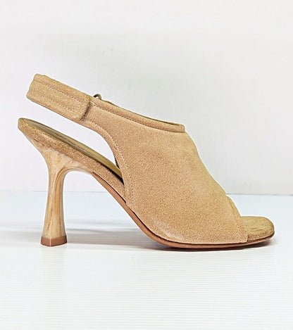 Vince Women's Quest Slingback High Heel Sandals in Dune Suede Size 6 (MSRP $350)