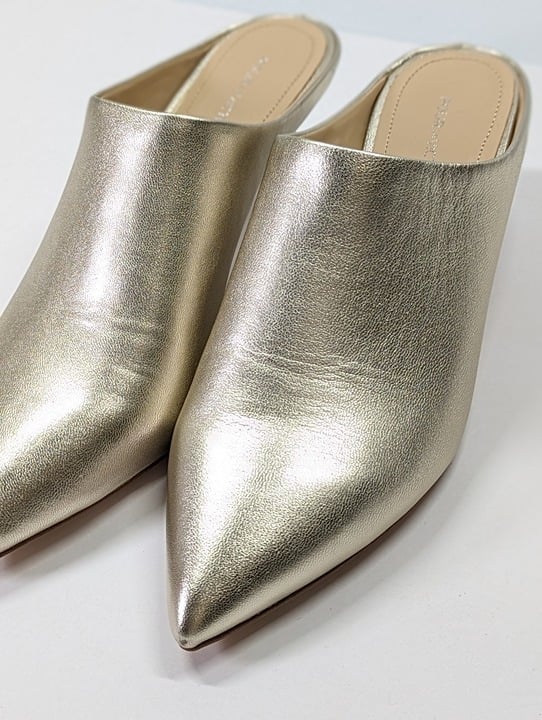 Pour La Victoire Women's Korrine Leather Heel Mules Champagne Size 7.5 MSRP $245