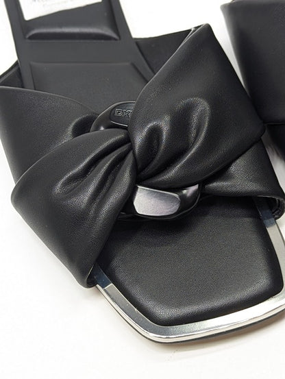 NWOB DKNY Women's Doretta Black Square Toe Slide Sandals Size 8 (MSRP $120)