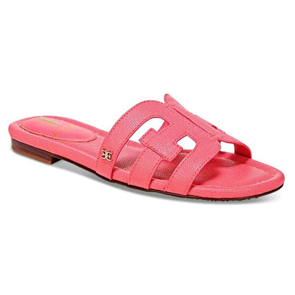 Sam Edelman Bay Women's Coral Pink Leather Flat Sandals Size 6 M (MSRP $120)