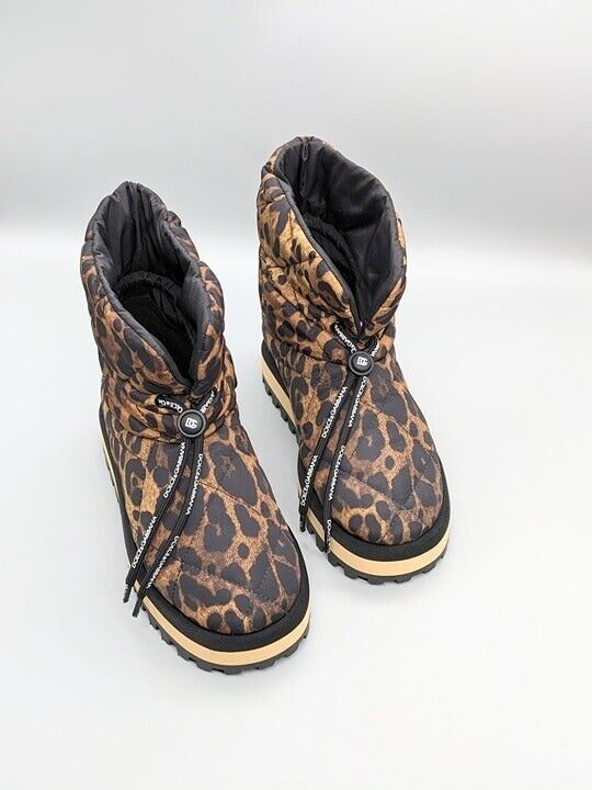 DOLCE & GABBANA City Leopard-Print Nylon Ankle Boots Size EU 37 (MSRP $945)