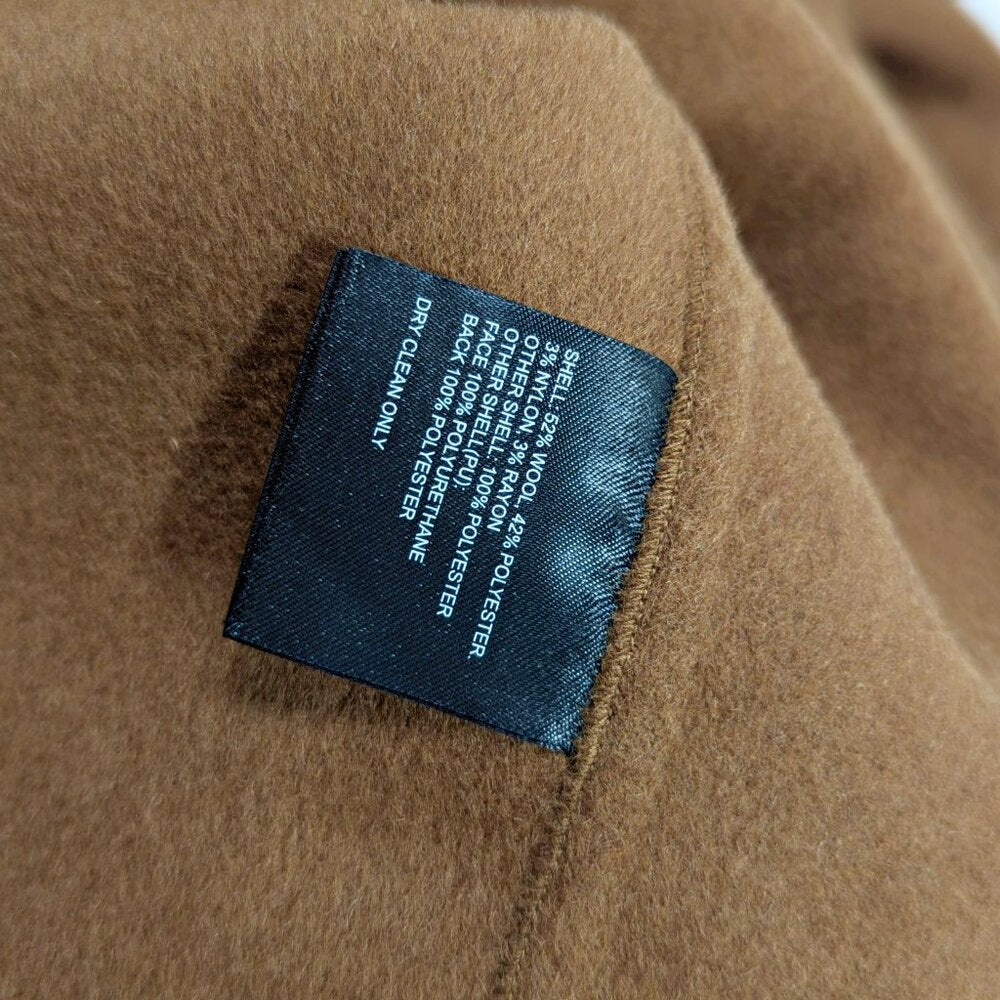 Tahari Women's Faux-Leather-Trim Removable Belted Wrap Coat Size XXS (MSRP $380)