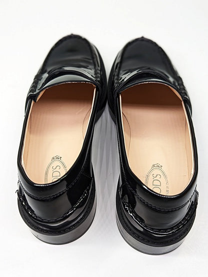 TOD'S Gomma Basso 59C Women's Patent Leather Moccasin Loafers Size 38 MSRP $695