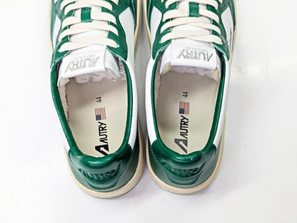 Autry Men's Medalist Low Top Sneakers White & Green Leather Size 44 (MSRP $240)
