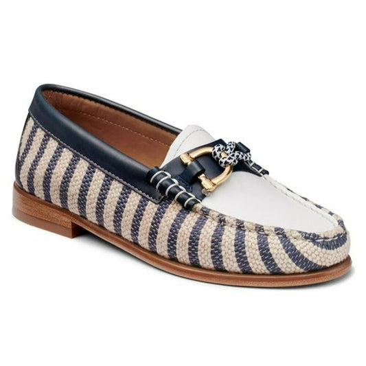 G.H. BASS Lilly Women's Leather & Canvas Loafer Navy Multi Size 9.5 (MSRP $195)