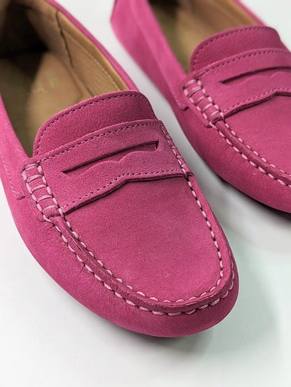 G.H. BASS Women's Dylan Driver Moc Loafers Magenta Suede Size 6 (MSRP $165)