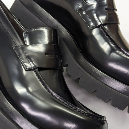 Bottega Veneta Men's Black Leather Slip On Lug Penny Loafers Size 43 MSRP $1,300