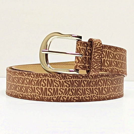 Steve Madden Women's Fish-Eye-Logo Belt with Silver Buckle Size M (MSRP $38)