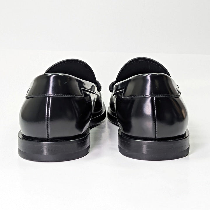Dolce & Gabbana Men's DG-Plaque Polished Calfskin Leather Loafers Size 8.5