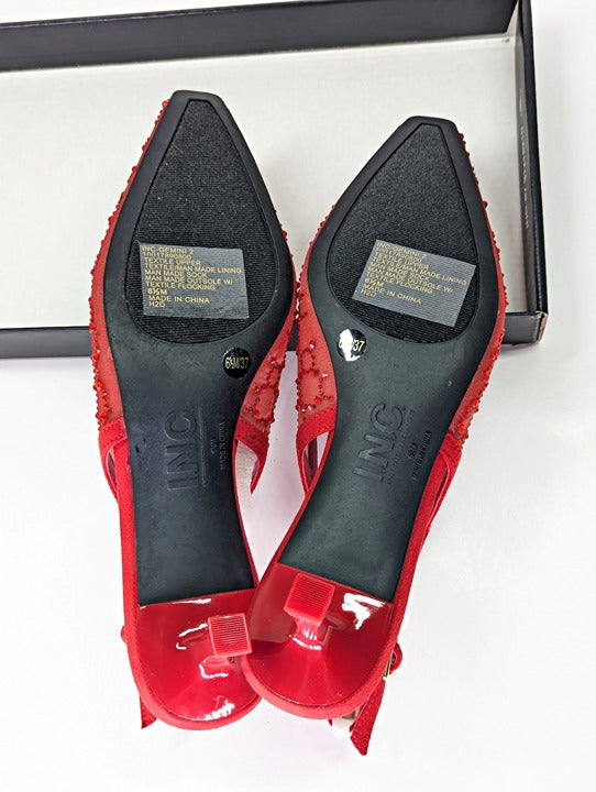 I.N.C. International Concepts Gemini Mid Heel Red Bling Mesh Size 6.5 (MSRP $80)