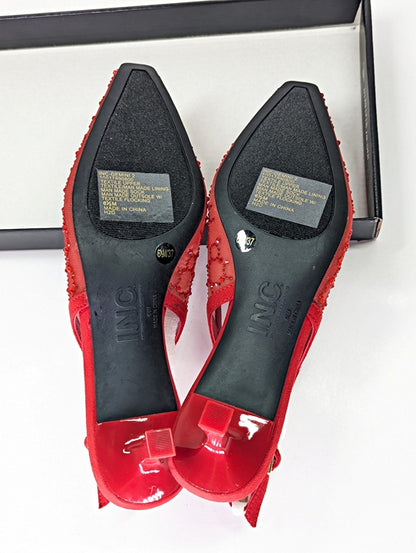 I.N.C. International Concepts Gemini Mid Heel Red Bling Mesh Size 6.5 (MSRP $80)