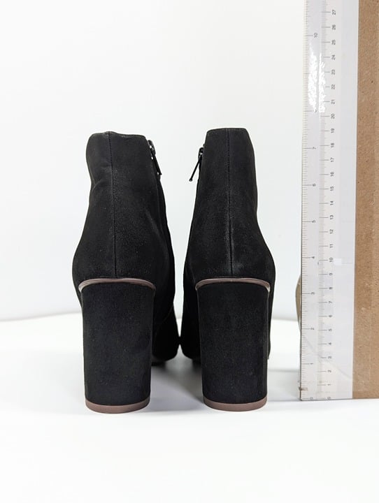 See By Chloé Gisele Black Bow Almond Toe Suede Heel Boots Size 36.5 (MSRP $445)