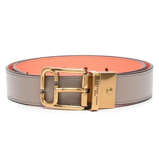 Marc Jacobs Women's Double-J Reversible Belt Leather Cement and Coral Size XS/S