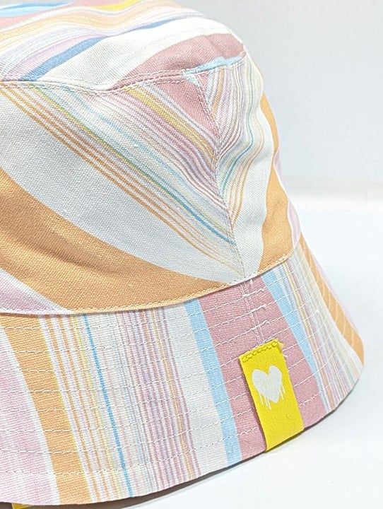 Kerri Rosenthal Women's Mirage Bucket Hat Cotton Pink Multi O/S (MSRP $128)