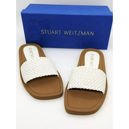 STUART WEITZMAN Wova Women's Beige Slip On Leather Slide Sandals Size 7 B