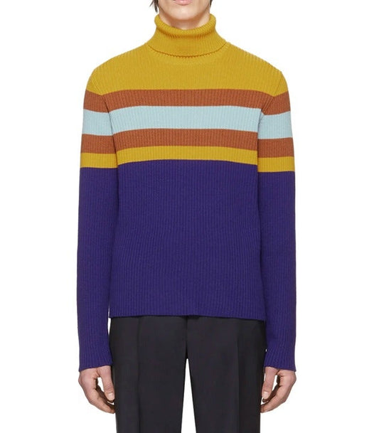 Gucci Men's Wool Multi Striped Turtleneck Sweater Size S (MSRP $980)