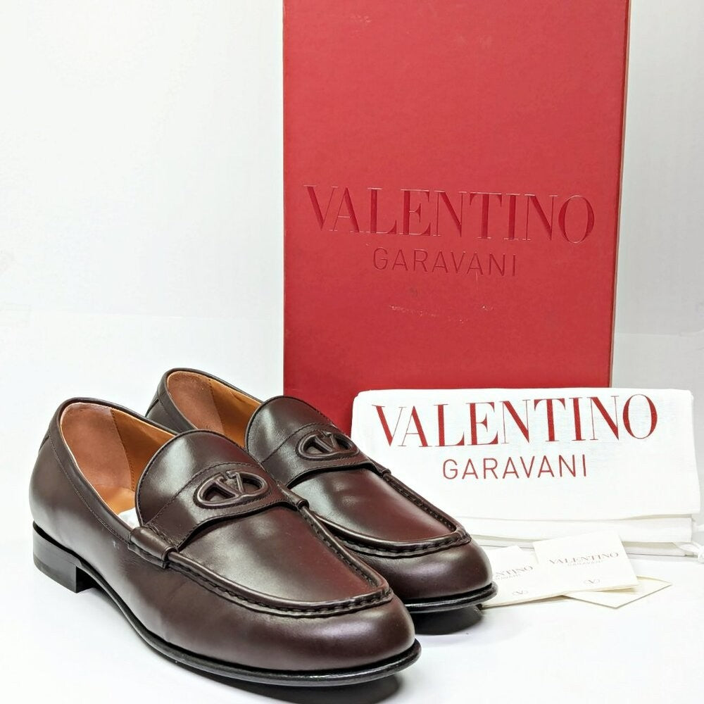Valentino Garavani Men's Vlogo Penny Loafer Chocolate Brown Size 43 (MSRP $980)