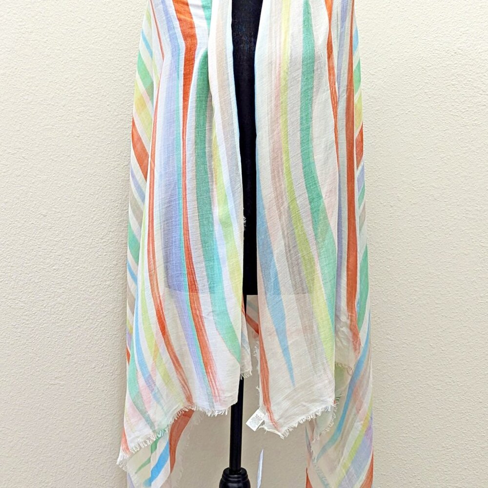 Echo Women's Multi Color Stripe Cotton & Viscose Scarf 40" x 72" (MSRP $69)