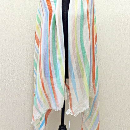 Echo Women's Multi Color Stripe Cotton & Viscose Scarf 40" x 72" (MSRP $69)