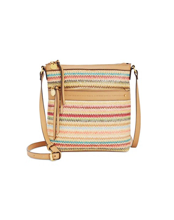 Style & Co Straw North South Crossbody Bag Multi Stripe (MSRP $80)