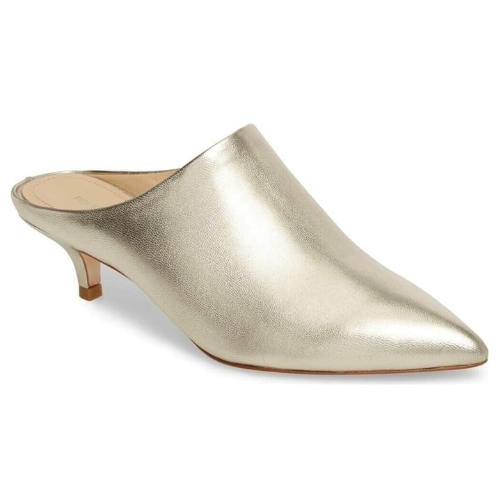 Pour La Victoire Women's Korrine Leather Heel Mules Champagne Size 7.5 MSRP $245