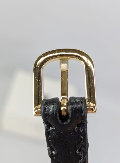 TOTEME Women's Skinny Black Leather Belt Gold Tone Buckle Size 80 (MSRP $350)